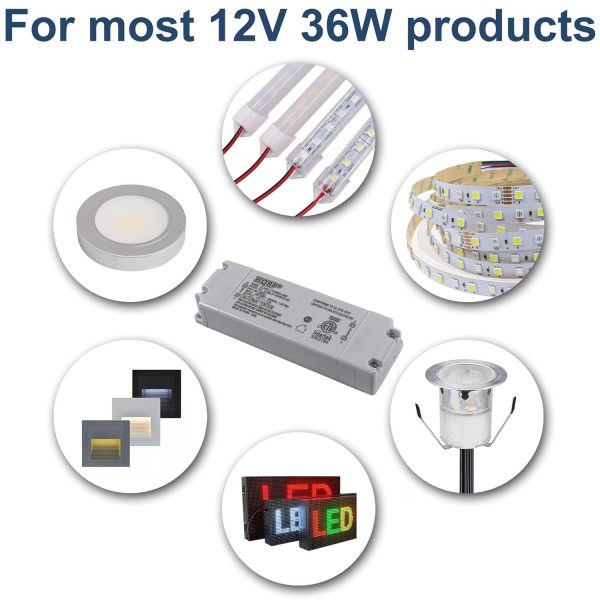 HQRP LED Driver 12V DC 3A 36W ETL Listed Power Supply-6