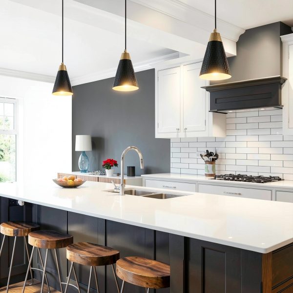 Brushed Brass Pendant Lights Modern Farmhouse Adjustable-1