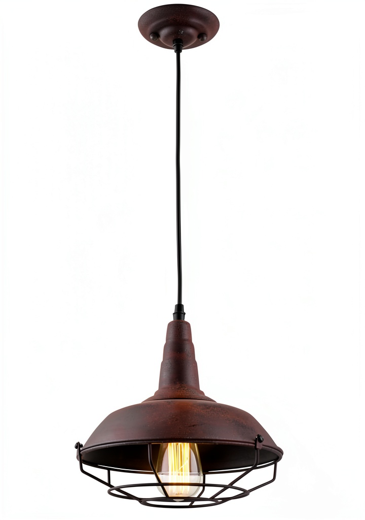 Installing Farmhouse Pendant Light Rustic Barn Style Metal Cage Design on a wooden desk