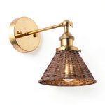 Parrot Uncle Gold Rattan Wall Light Modern Rustic Decor-0