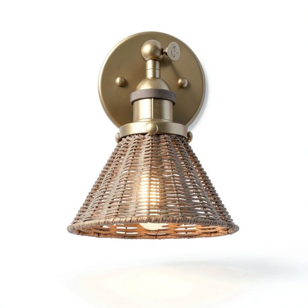 Parrot Uncle Gold Rattan Wall Light Modern Rustic Decor-2