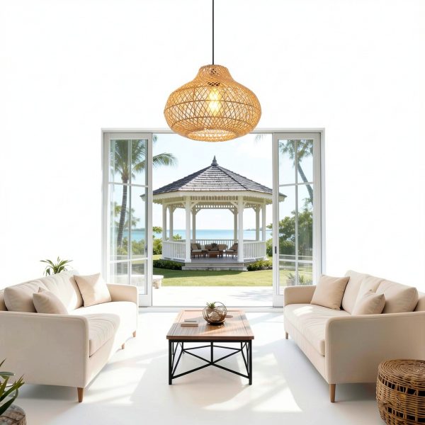 Parrot Uncle Boho Rattan Pendant Light Handwoven Adjustable-1