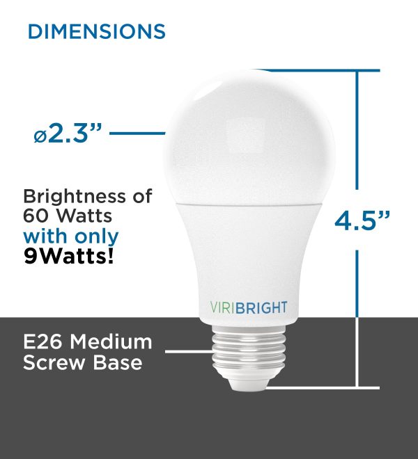 Viribright A19 LED Bulb 9W Non Dimmable 800 Lumens 4 Pack-3