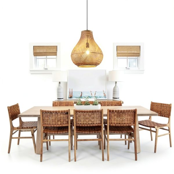 Bamboo Pendant Lamp Hand Woven Fish Basket Boho Farmhouse-0