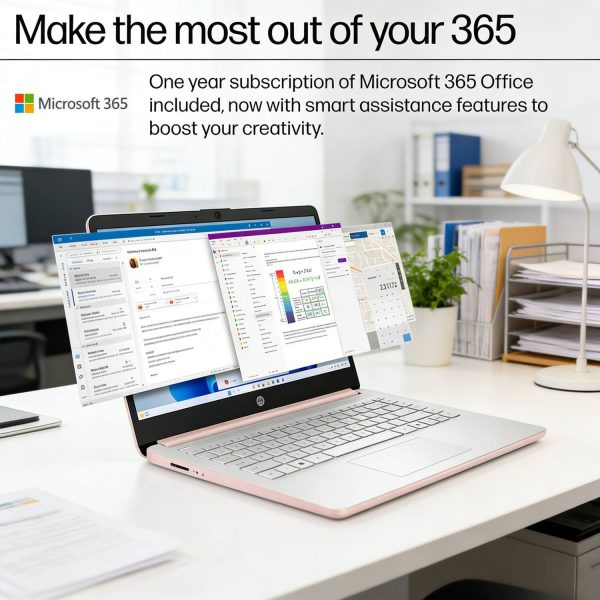 HP 14 Laptop Intel Dual Core 16GB RAM 64GB eMMC Office 365-4