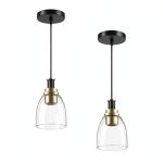 Pavo Glass Pendant Light Black Gold Adjustable Kitchen-0