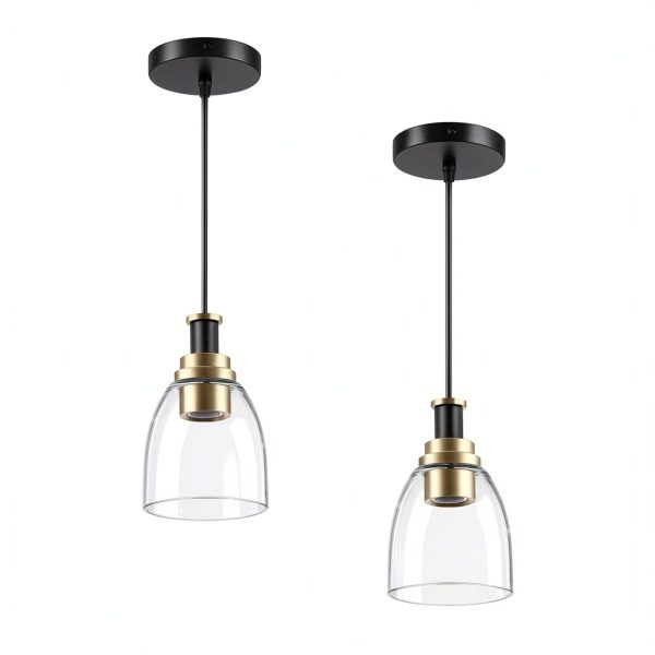 Pavo Glass Pendant Light Black Gold Adjustable Kitchen-0