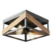 Rustic Metal Ceiling Lamp Adjustable Angle Iron Wood Design-0