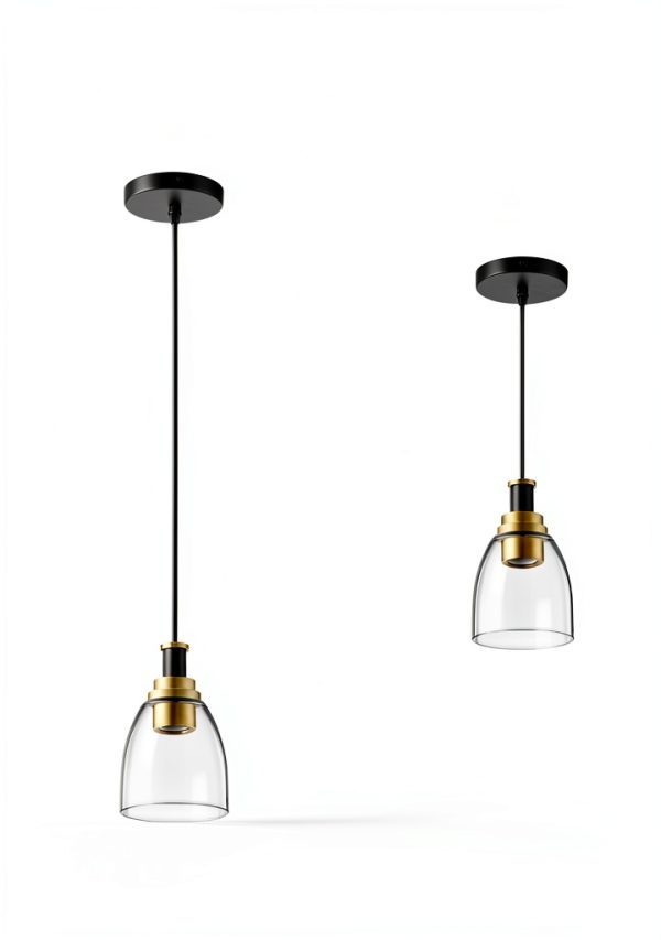 Pavo Glass Pendant Light Black Gold Adjustable Kitchen-2