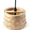 Bamboo Pendant Lamp Hand Woven Fish Basket Boho Farmhouse-10