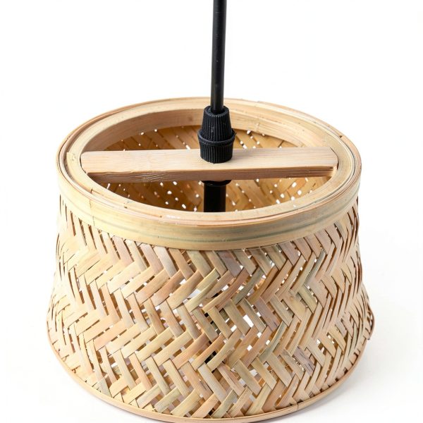 Bamboo Pendant Lamp Hand Woven Fish Basket Boho Farmhouse-10