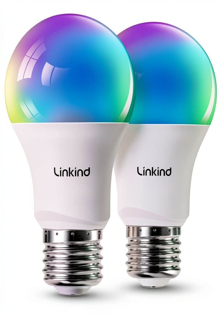Linkind Smart LED Bulb illuminating a cozy living room with vibrant colors