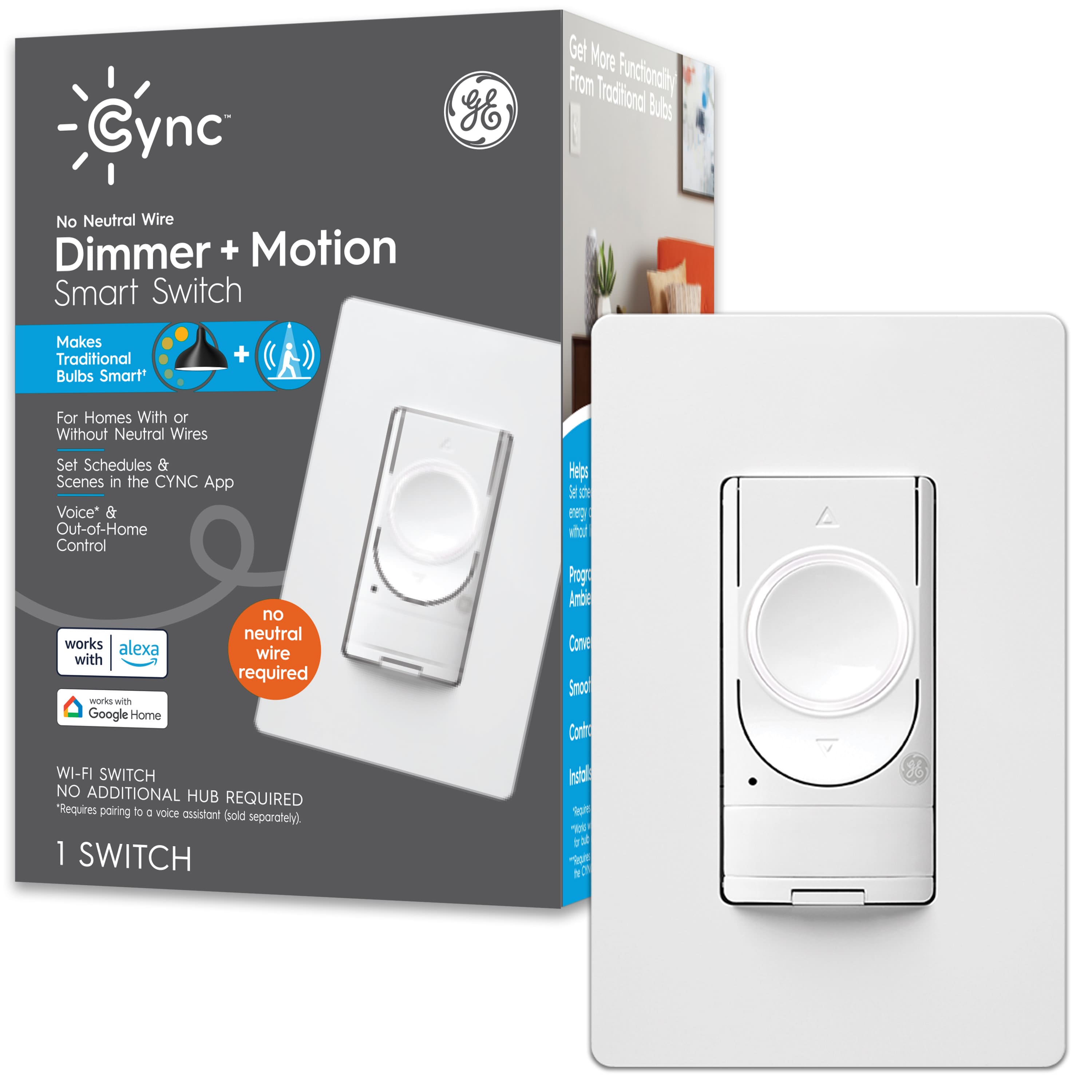 GE Cync Smart Motion Dimmer Switch installed in a modern home setting