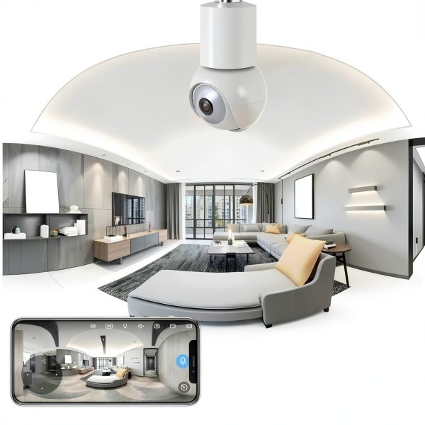 Eco4life Smart WiFi PTZ Light Bulb Security Camera White-4