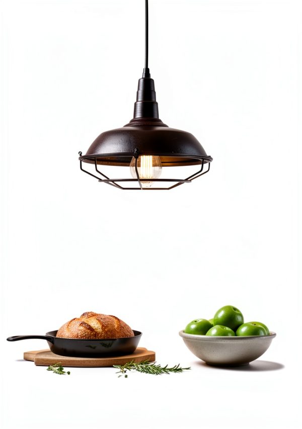 Farmhouse Pendant Light Rustic Barn Style Metal Cage Design-4