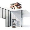 Rustic Metal Ceiling Lamp Adjustable Angle Iron Wood Design-1