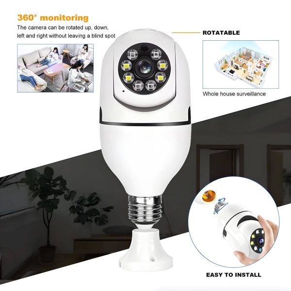 Kitcheniva 360 E27 Light Bulb Camera Wi Fi IR Night Security-4