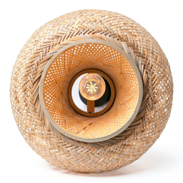 Bamboo Pendant Lamp Hand Woven Fish Basket Boho Farmhouse-11