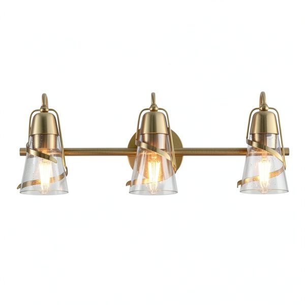 Parrot Uncle Gold Vanity Light Seeded Glass Shades Modern-5