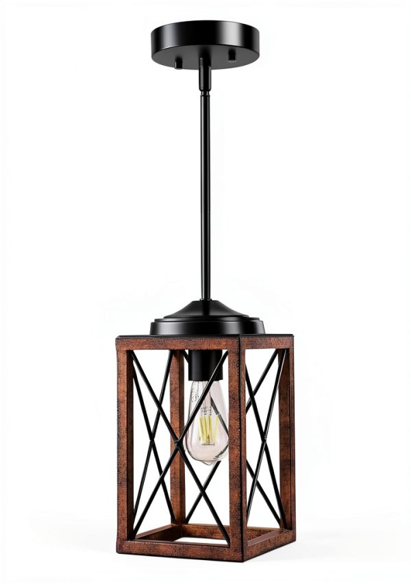 Rustic Metal Hanging Light Adjustable Ceiling Fixture-0