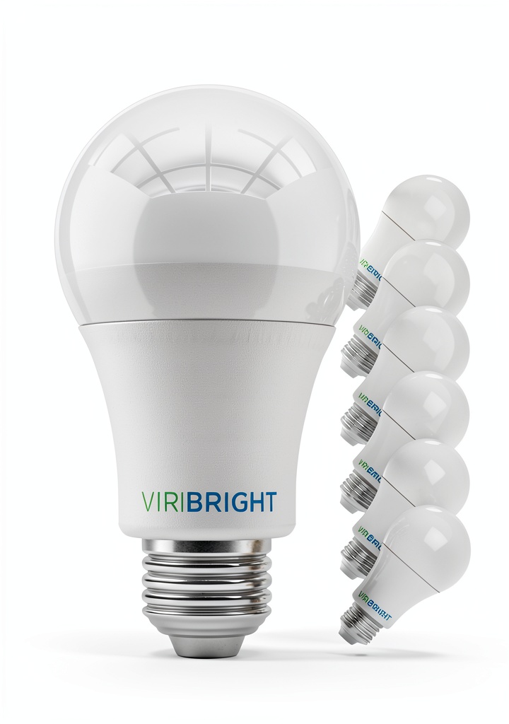 Viribright LED bulb illuminating a modern living room