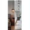 Black Cage Pendant Light Farmhouse Metal Frame Clear Glass-5