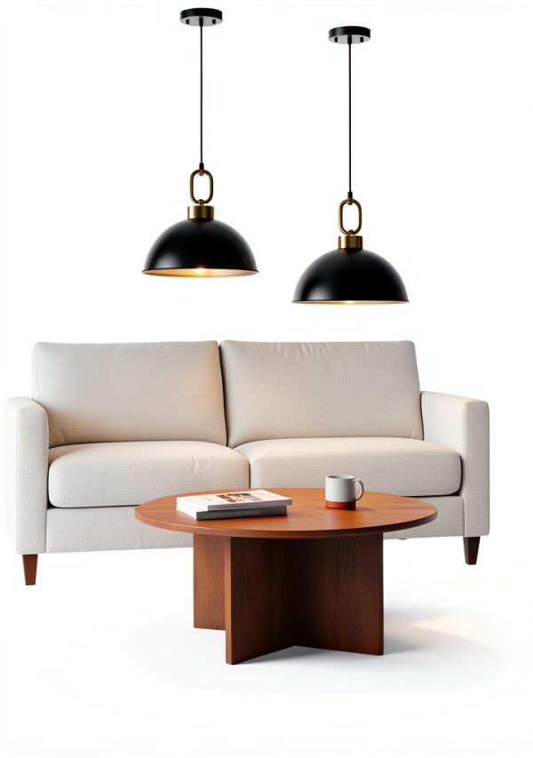 Vintage Pendant Light Gold Dome Adjustable Cord Home-3