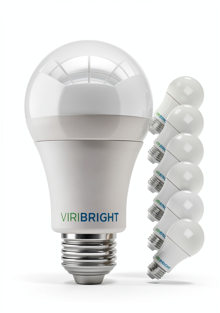 Viribright LED bulb illuminating a cozy living room