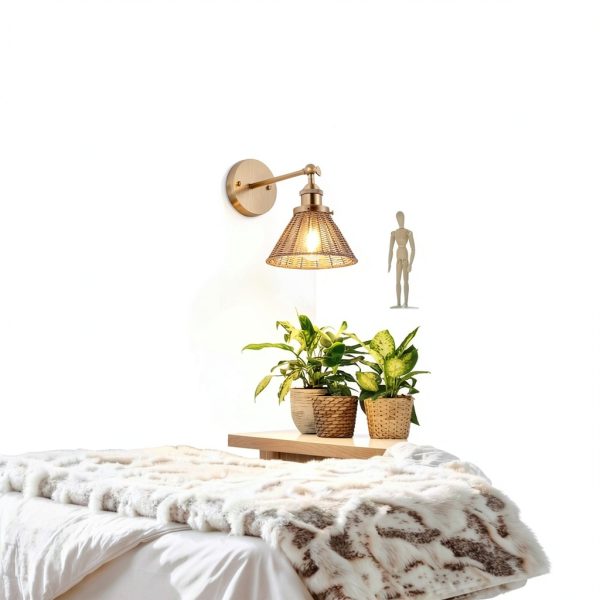 Parrot Uncle Gold Rattan Wall Light Modern Rustic Decor-1
